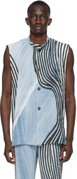 Homme Plissé Issey Miyake Blue Body Movement Cardigan