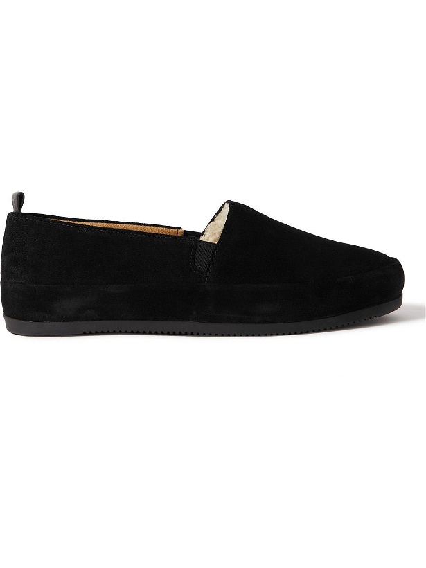 Photo: Mulo - Shearling-Lined Suede Slippers - Black