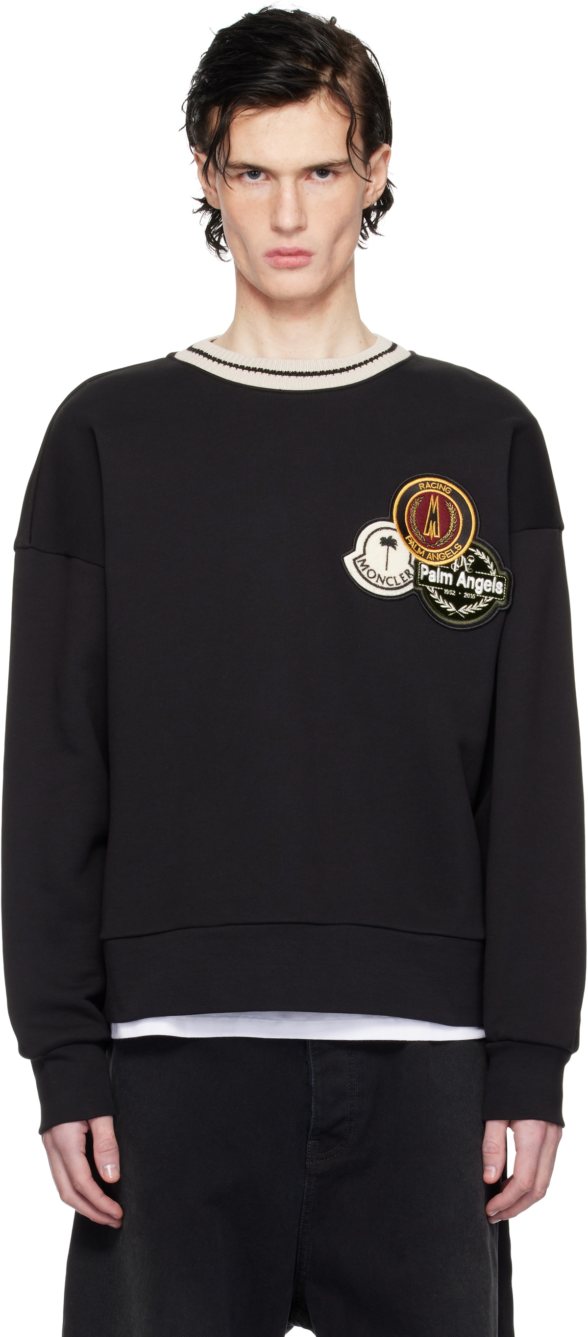 Moncler Genius Moncler x Palm Angels Black Appliqué Sweatshirt