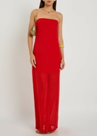 Staud Liliana Strapless Stretch-mesh Maxi Dress Red