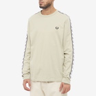 Fred Perry Authentic Men's Long Sleeve Taped Logo T-Shirt in Light Oyster