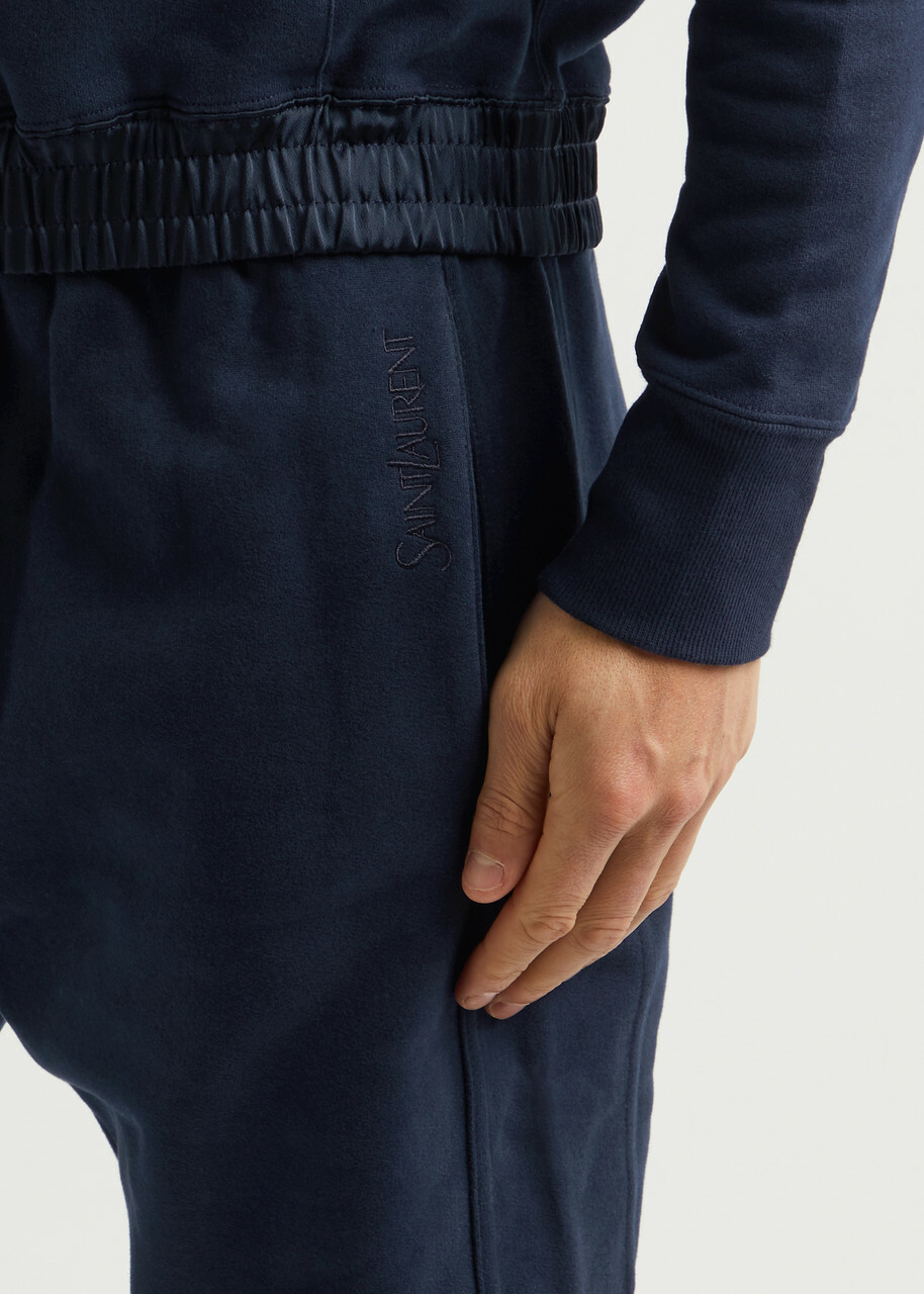 Saint Laurent Logo-embroidered Cotton Sweatpants Navy