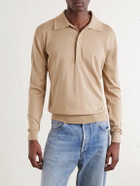SAINT LAURENT - Silk and Cotton-Blend Polo Sweater - Neutrals