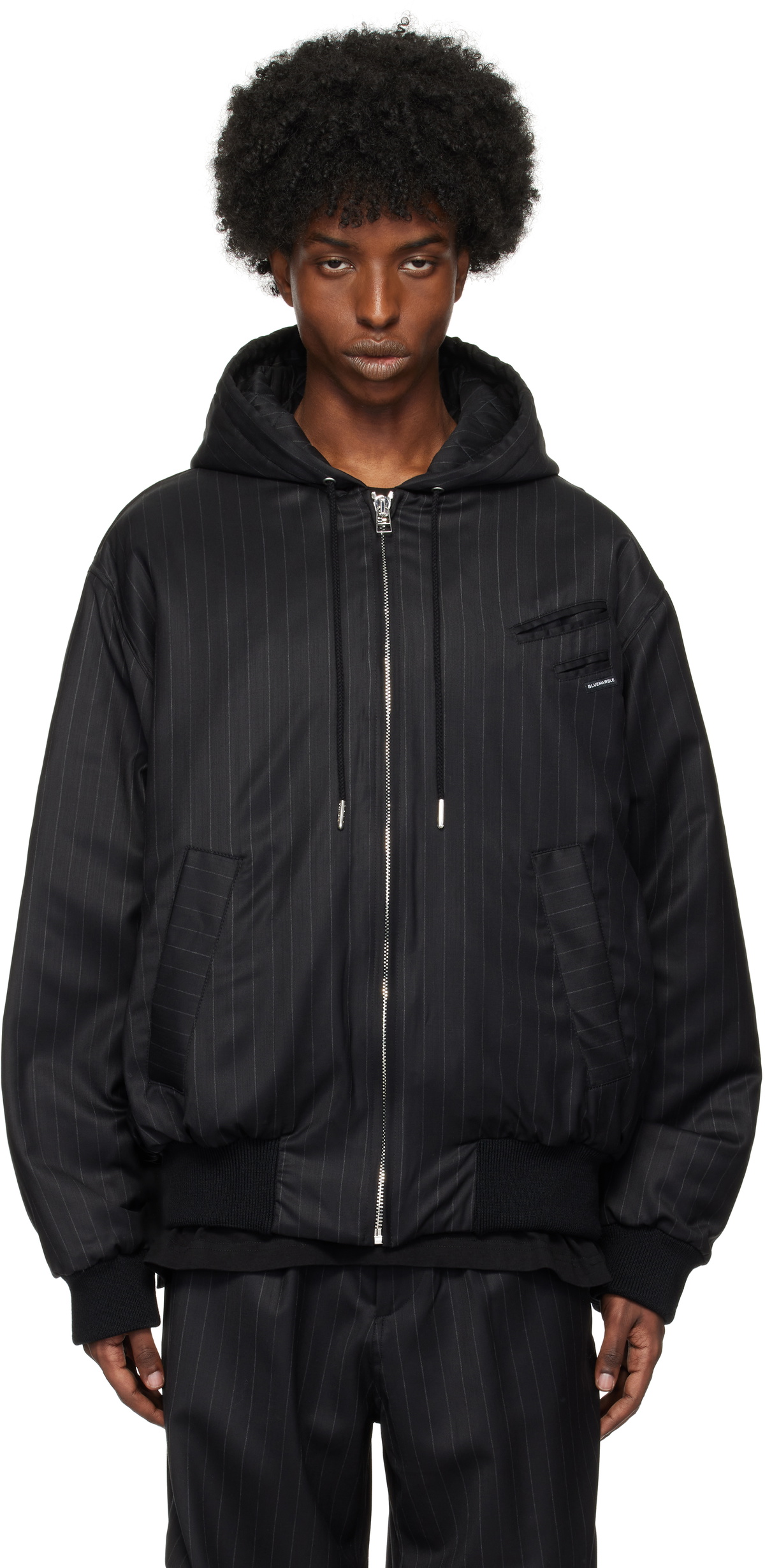 BLUEMARBLE Black Hooded Bomber Jacket