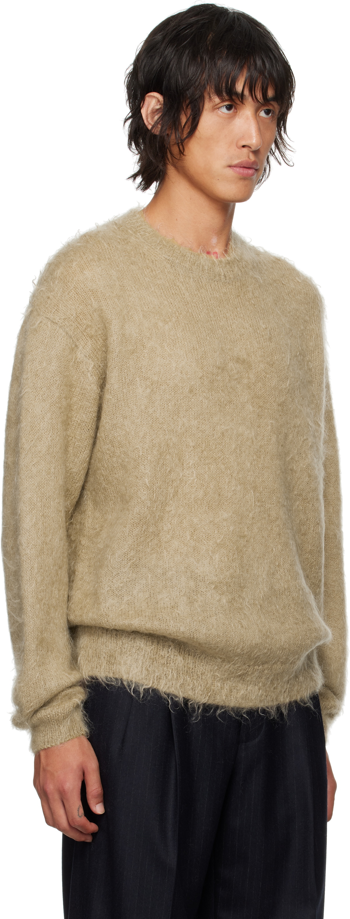 AURALEE Beige Super Kid Mohair Sweater Auralee