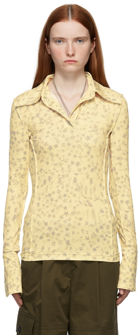 Acne Studios Yellow Floral Print Polo Acne Studios