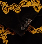 Aries - Black Slim-Fit Printed Cotton-Velvet Suit Jacket - Black