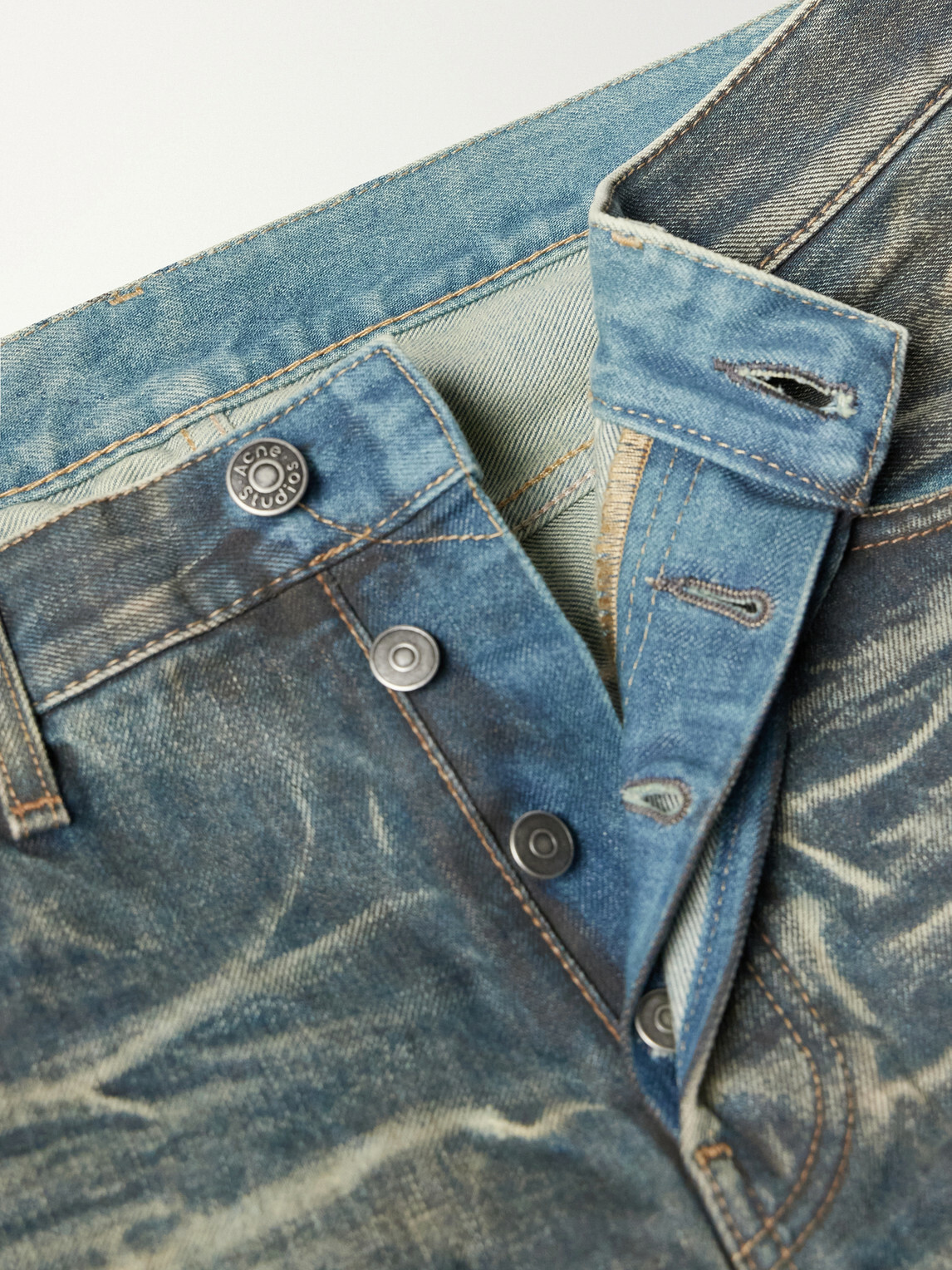 Acne Studios - Washed Whiskered Straight-Leg Jeans - Blue