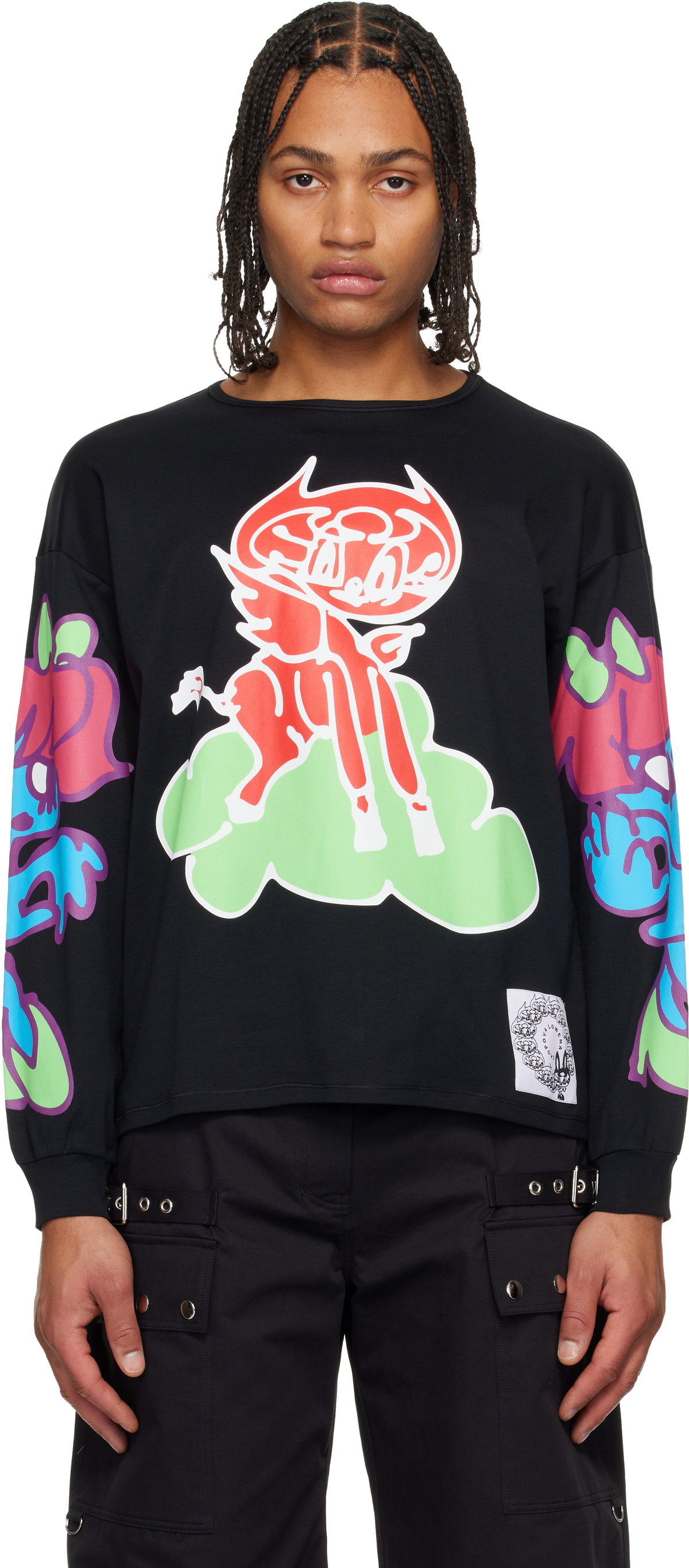 Chopova Lowena Multicolor Neon Smile Long Sleeve T-Shirt Chopova