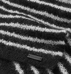 SAINT LAURENT - Striped Mohair-Blend Scarf - Black