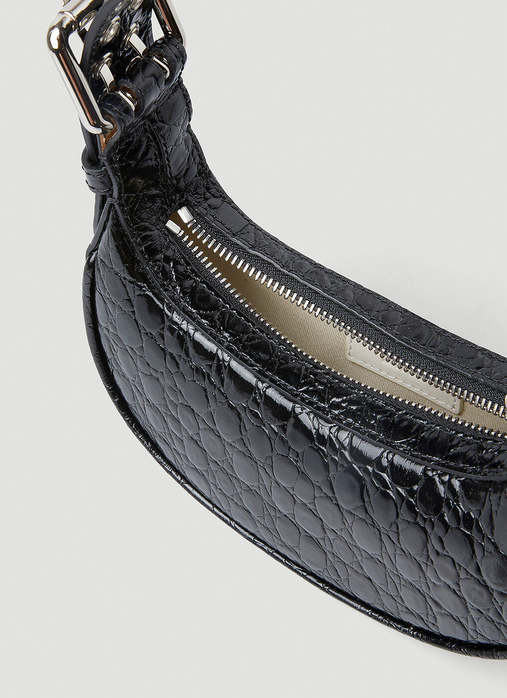 Mini Soho Black Circular Croco Embossed Leather - BY FAR