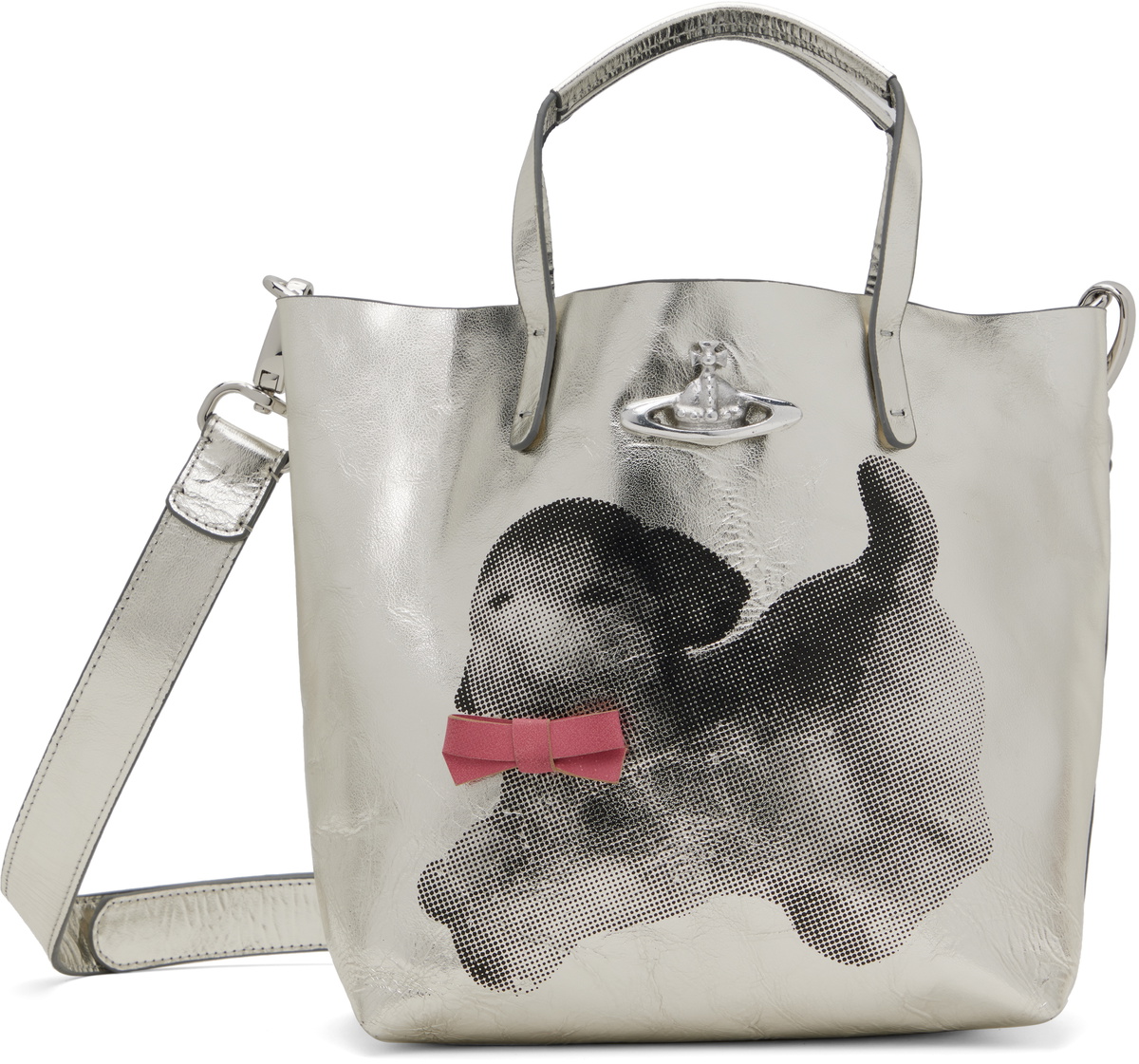 ■Vivienne Westwood■ True Frame Pulse Tote Bag Silver 4B010 Vivienne Westwood Handbag