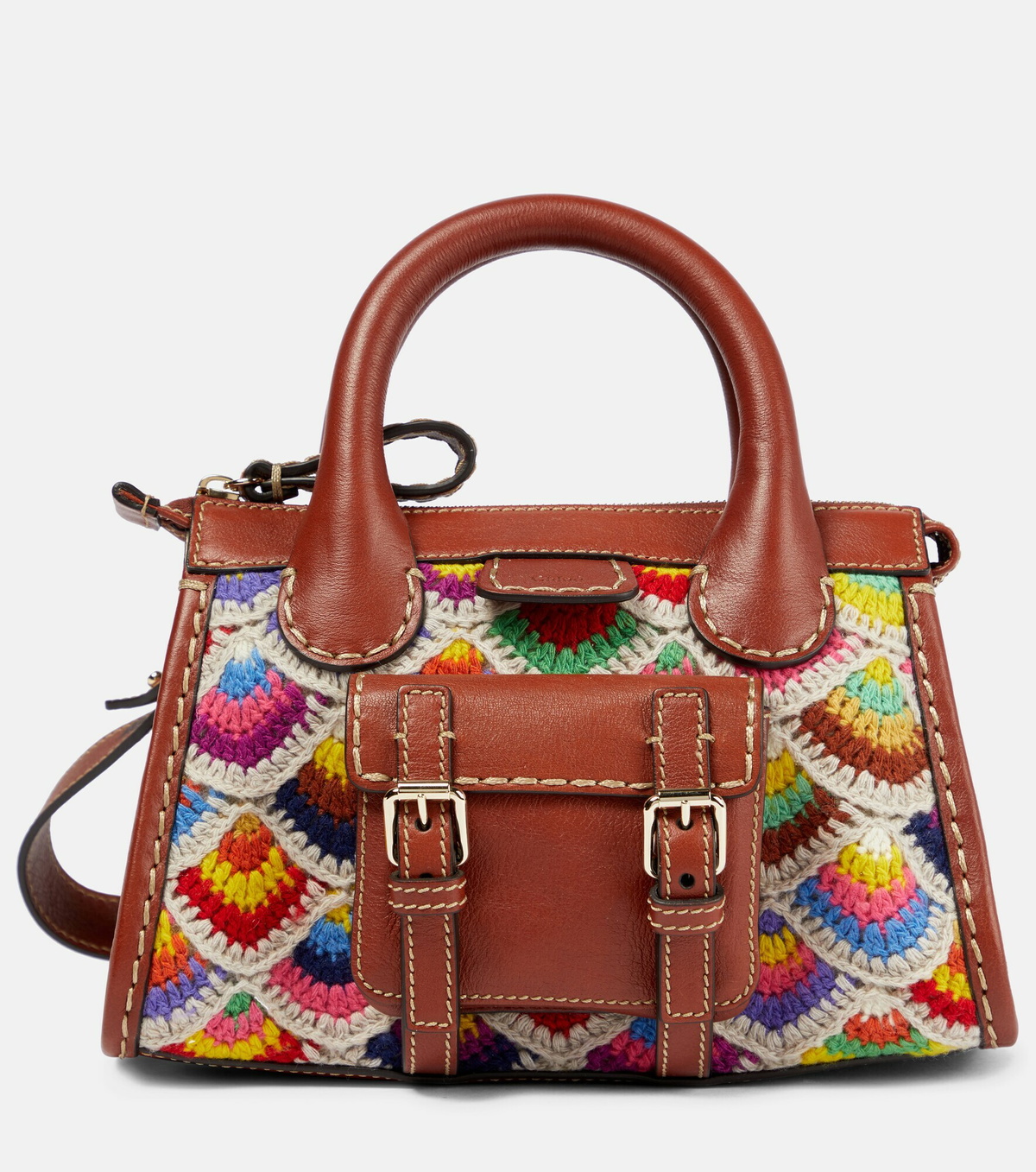 Chloe - Edith Mini crochet and leather tote Chloe