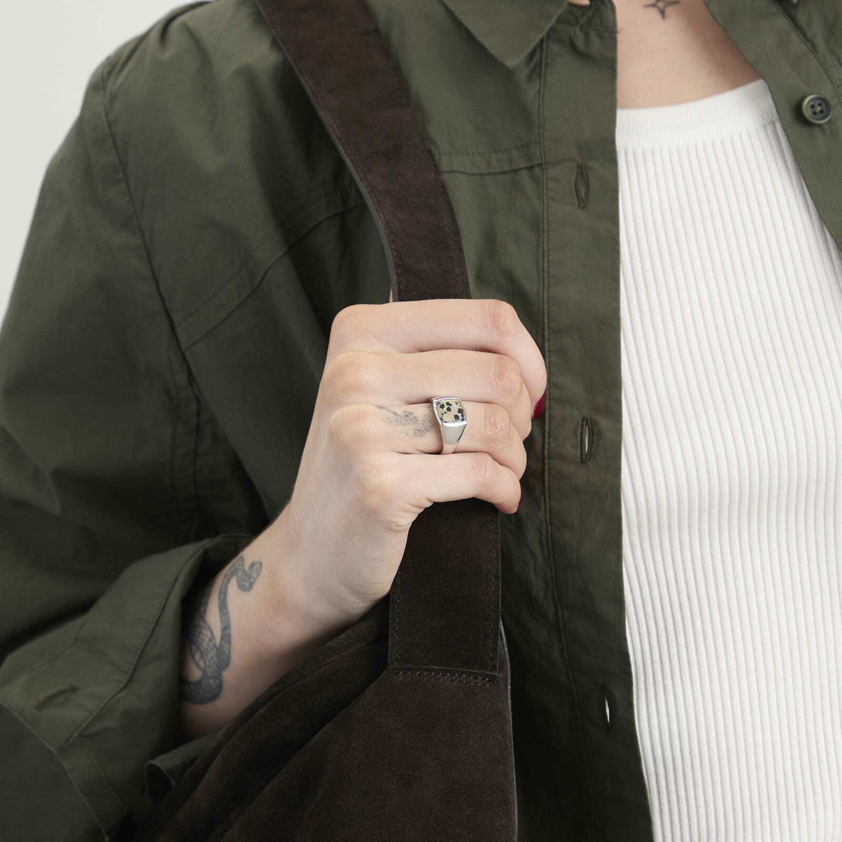 Tom Wood Kay Leopard Jasper Ring Presented by END. in Silver