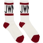 Junya Watanabe White and Red Cotton Pile Logo Socks