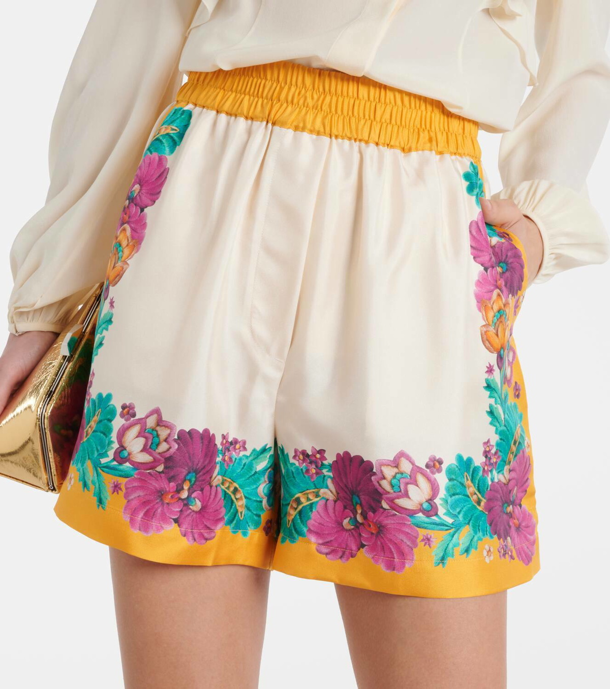 La DoubleJ Floral silk shorts