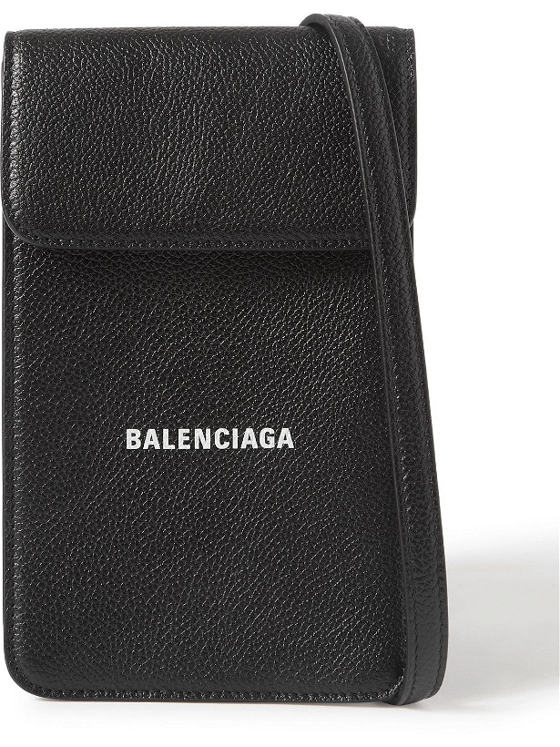Photo: Balenciaga - Logo-Print Full-Grain Leather Messenger Bag