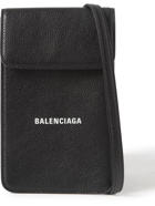 Balenciaga - Logo-Print Full-Grain Leather Messenger Bag