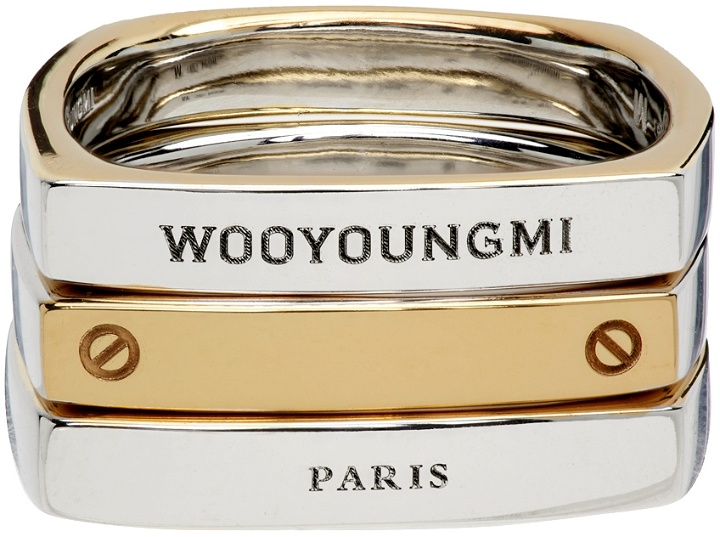 Photo: Wooyoungmi SSENSE Exclusive Silver & Gold Monolith Triple Ring Set