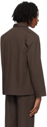 Tekla Brown Long Sleeve Pyjama Shirt