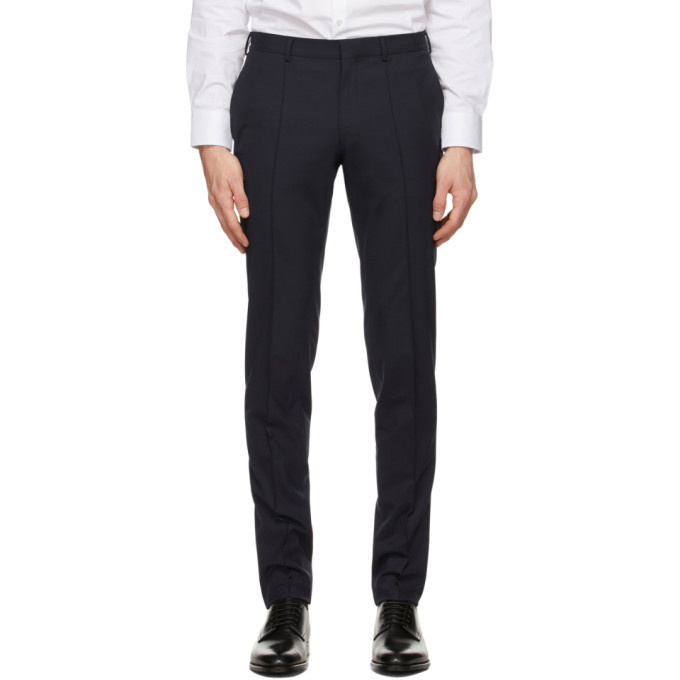 Photo: Z Zegna Navy Wool Slim Trousers