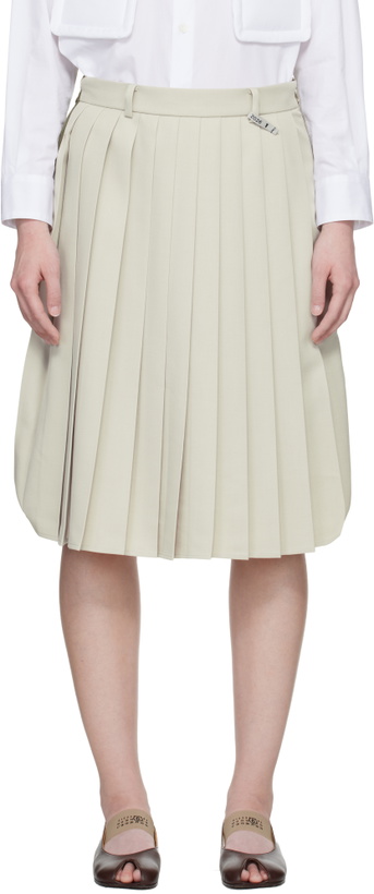 Photo: Maison MIHARA YASUHIRO Green & Beige Combined Pleats Cargo Midi Skirt