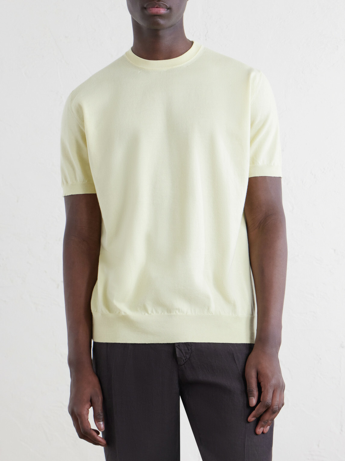 Boglioli - Garment-Dyed Ribbed-Knit Cotton-Jersey T-Shirt - Yellow