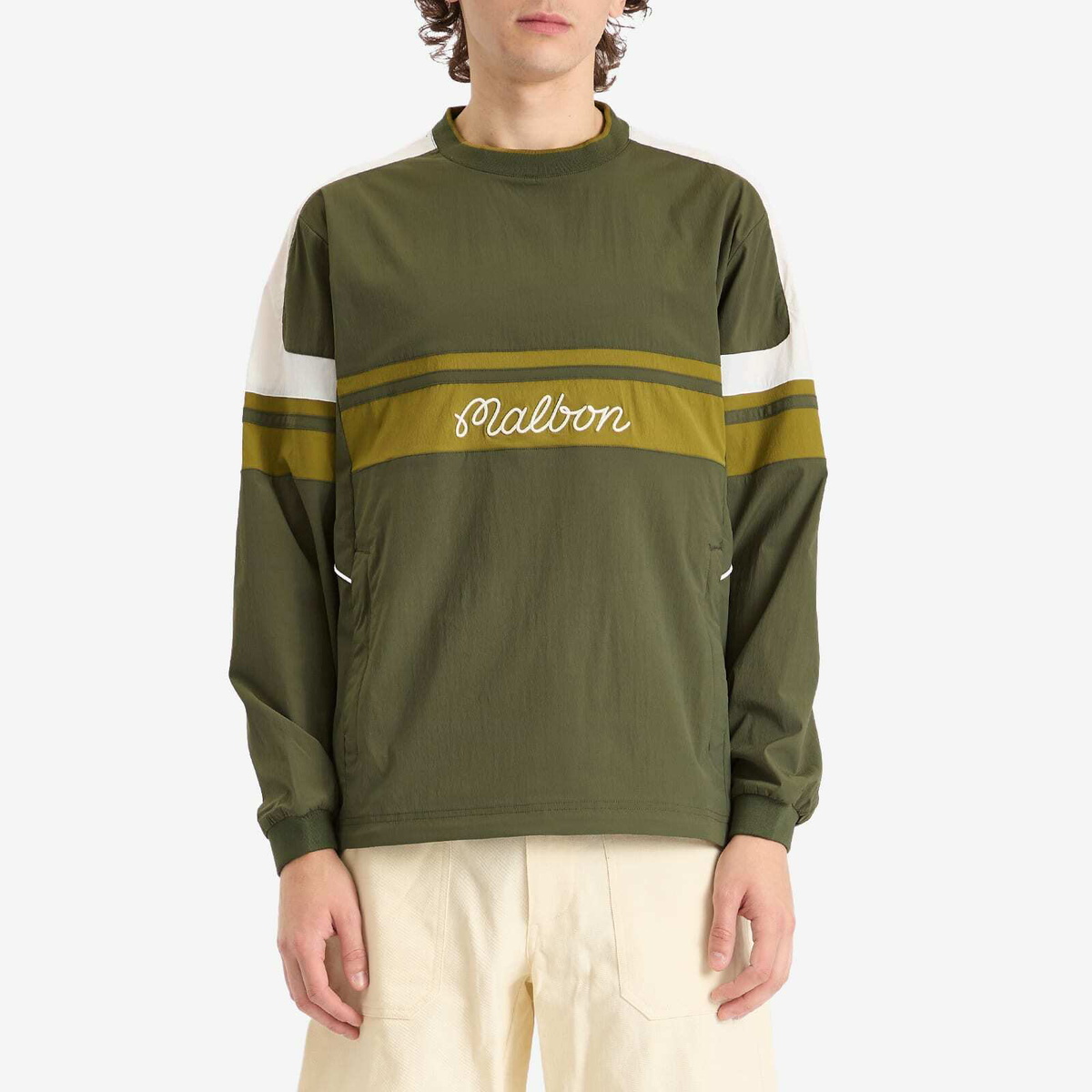 Malbon Men's Sportivia Nylon Popover Jacket in Cypress Green