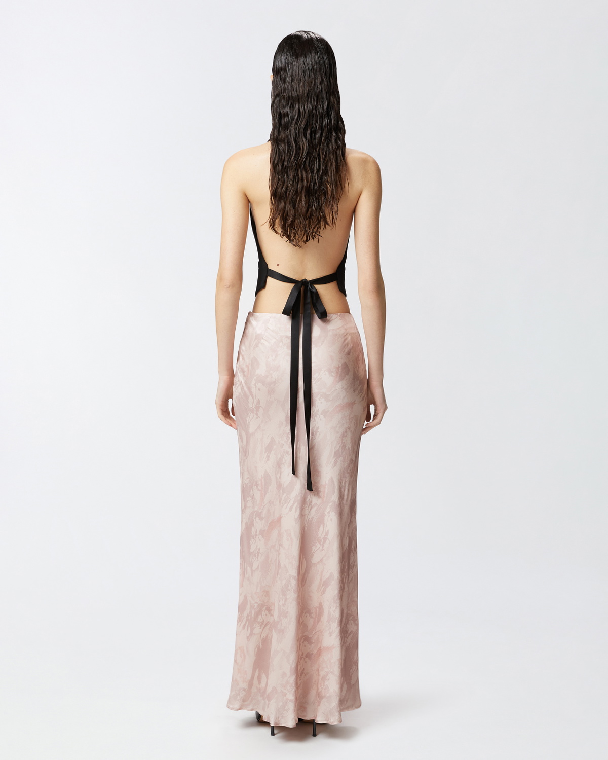 Pinko Reimagine By Pinko X Patrick Mc Dowell Glossy Long Skirt With Horse Print Pink/Nude