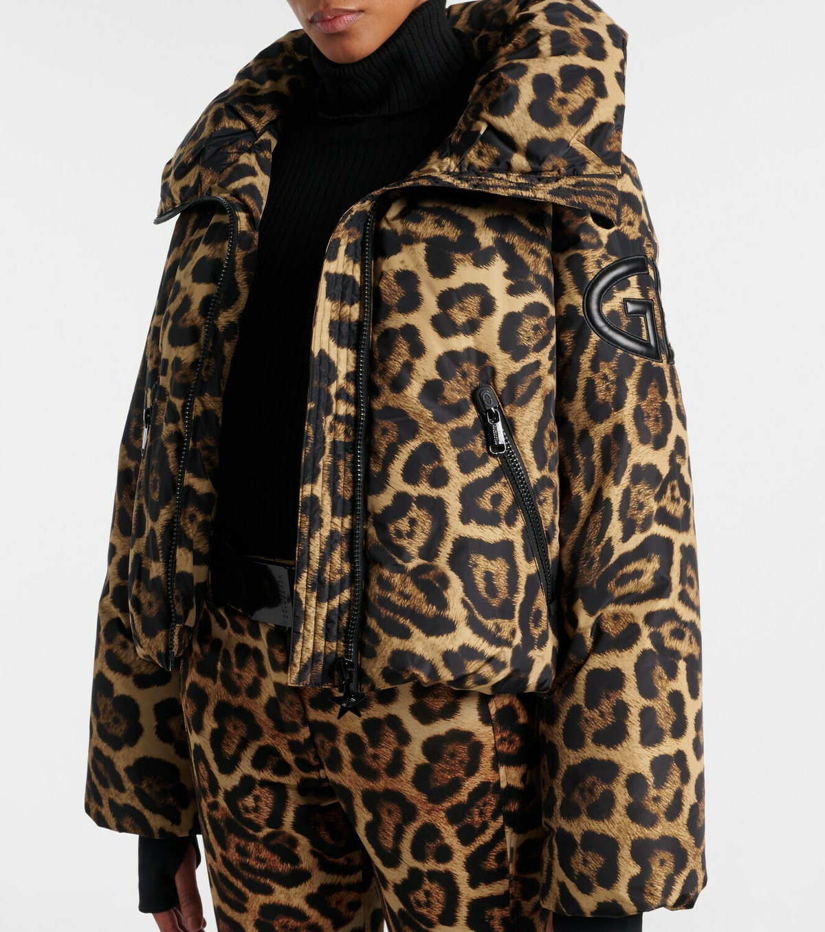 Goldbergh Pantera leopard-print down ski jacket