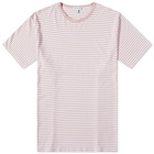 Sunspel Men's Classic Crew Neck T-Shirt in Shell Pink/White Stripe