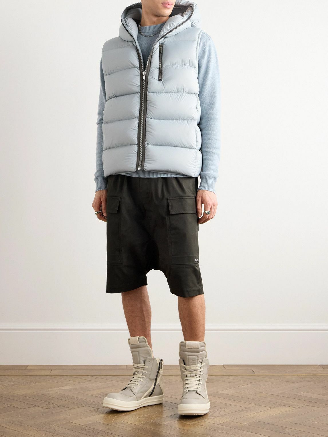 Rick Owens - Quilted Nylon Hooded Down Gilet - Blue