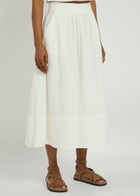 Paige Ojai Floral-embroidered Cotton Midi Skirt White