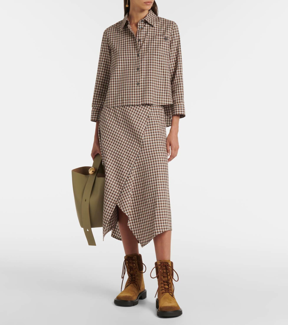 LOEWE Cotton midi skirt コットン ミディ スカート シンプル LOEWE Layered cotton-poplin midi skirt | NET-A-PORTER
