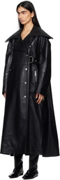 Nanushka Black Teca Regenerated Leather Trench Coat