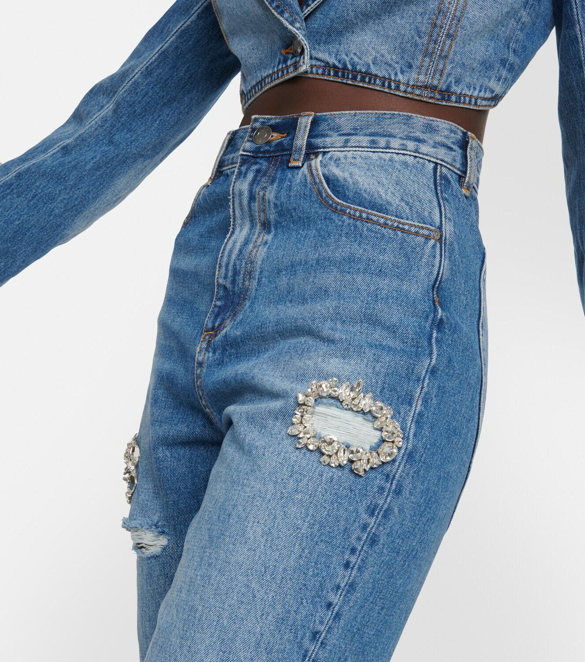【Area】 Distressed embellished bootcutジーンズ Area Distressed embellished bootcut jeans AREA