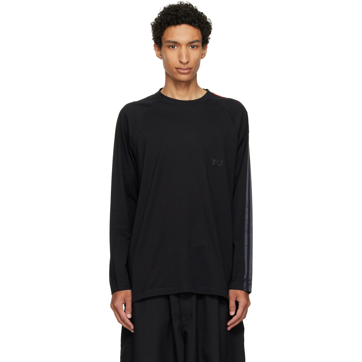 Y-3 Black Oversized Gradient Stripes Long Sleeve T-shirt