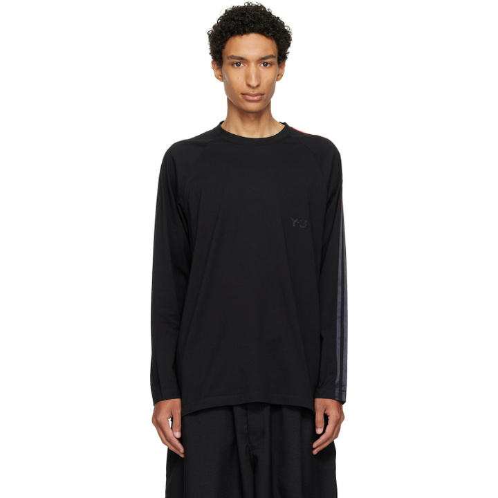 Photo: Y-3 Black Oversized Gradient Stripes Long Sleeve T-shirt