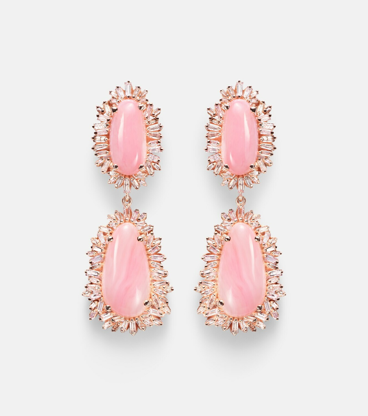 Suzanne Kalan 18kt rose gold drop earrings with opal and diamonds
