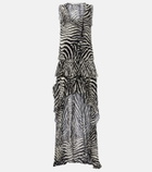 Blumarine Zebra-print asymmetric chiffon minidress