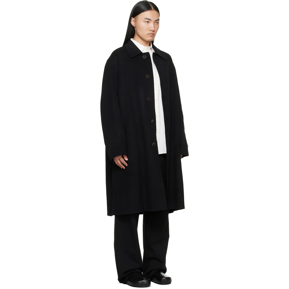 MM6 Maison Margiela Black Double-Faced Wool Coat