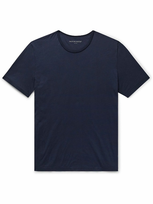 Photo: Derek Rose - Riley 1 Pima Cotton-Jersey T-Shirt - Blue