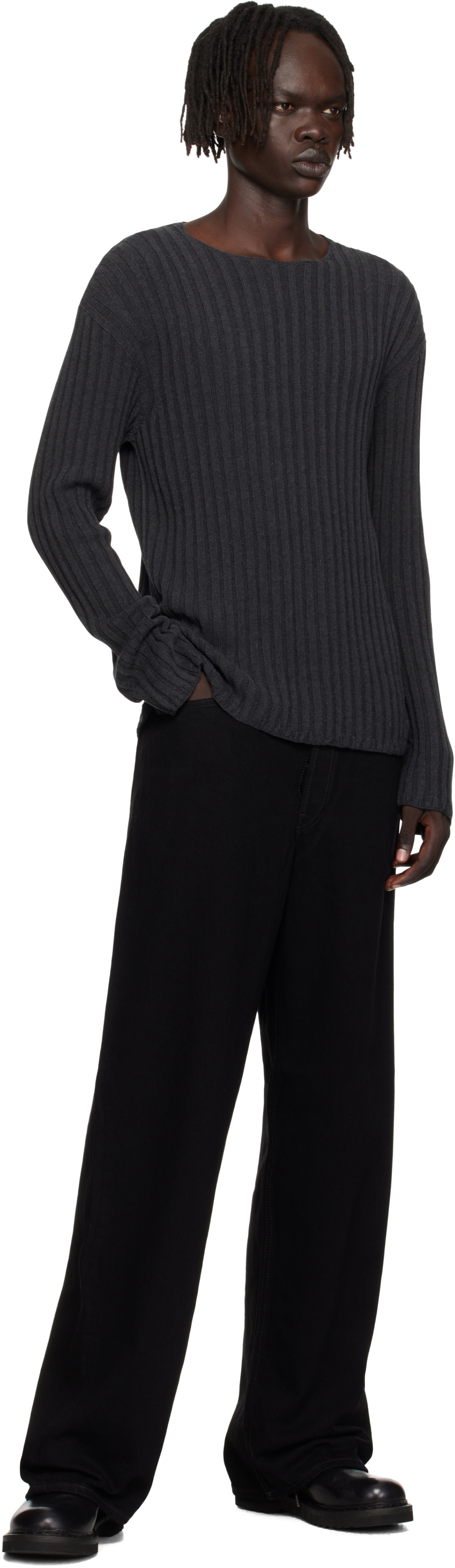 Acne Studios Gray Ribbed Sweater