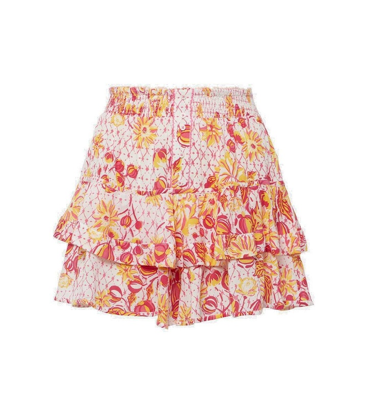 Photo: Poupette St Barth Culotte ruffled floral miniskirt