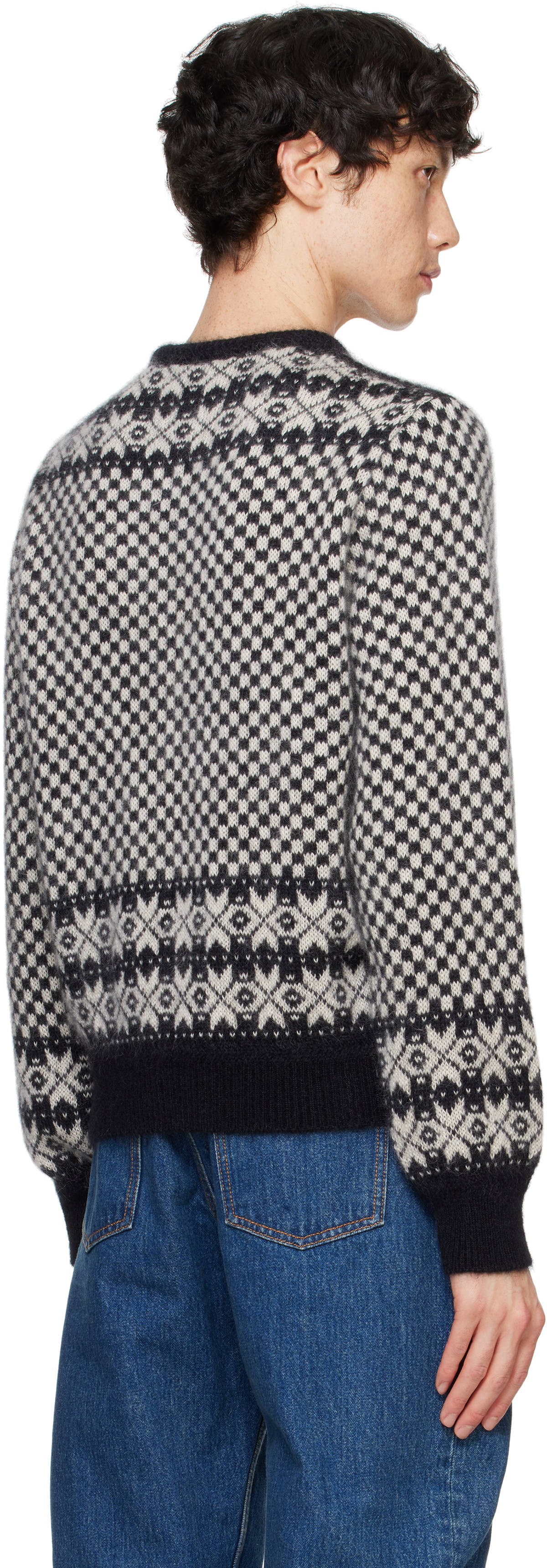 Bally Black & White Mohair & Silk Sweater