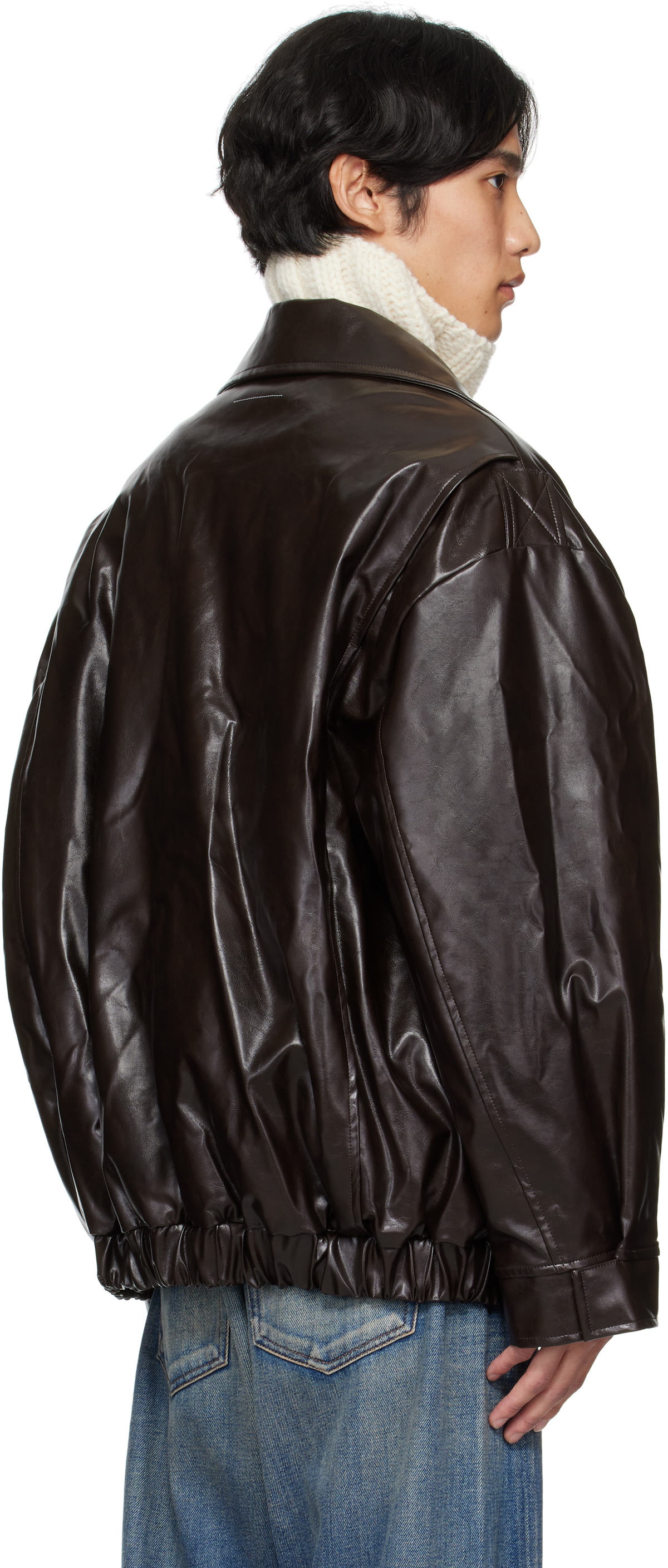 MM6 Maison Margiela Burgundy Sports Faux-Leather Jacket