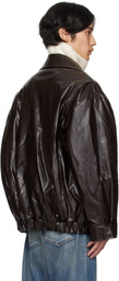 MM6 Maison Margiela Burgundy Sports Faux-Leather Jacket