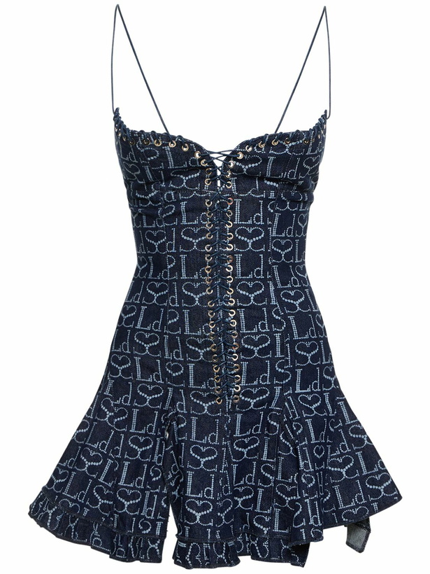 Photo: LUDOVIC DE SAINT SERNIN - Monogram Logo Denim Corset Minidress