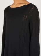 Distressed Long Sleeve Sweater in Black