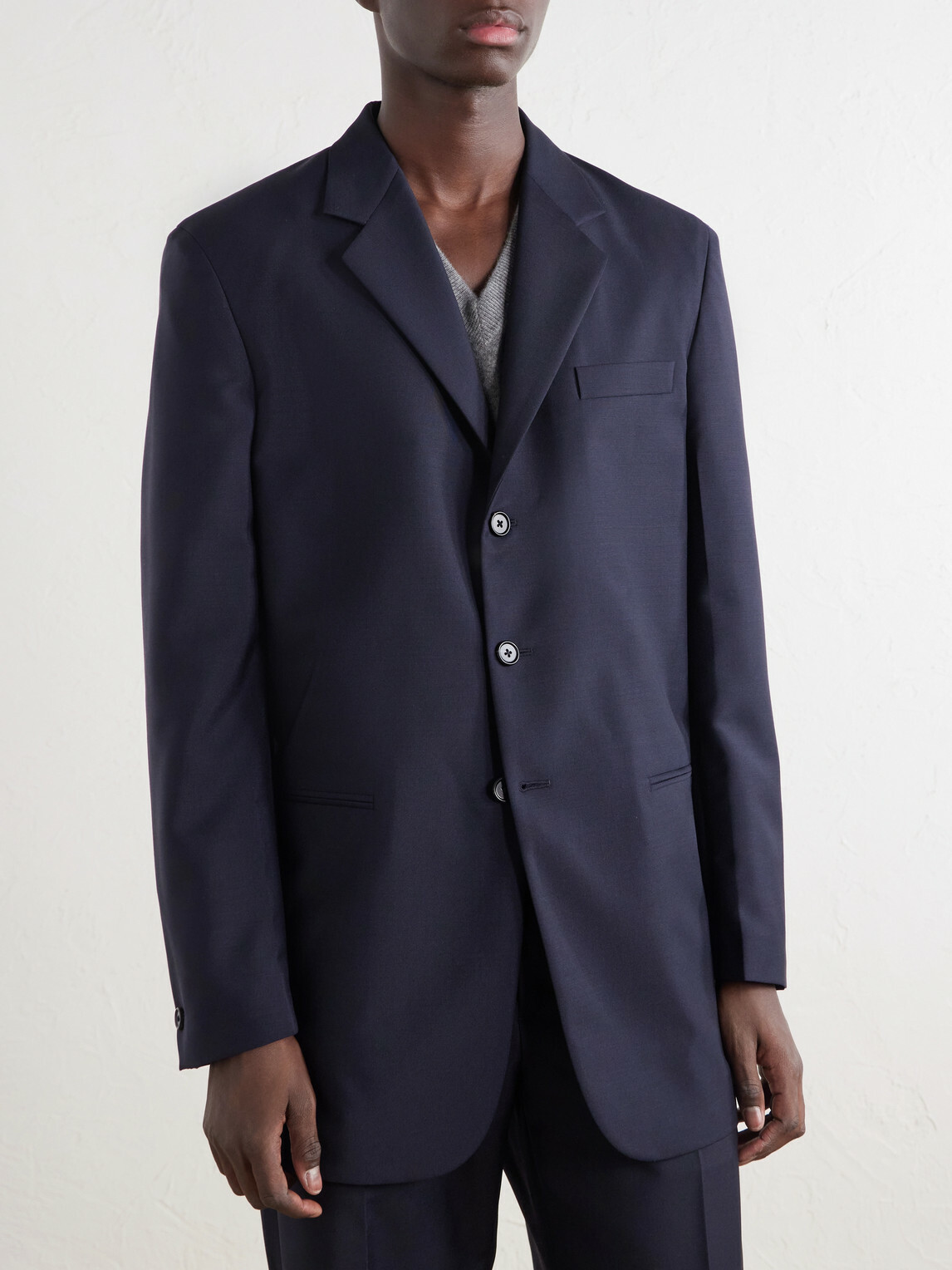 Jil Sander - Wool and Mohair-Blend Grain De Poudre Blazer - Blue